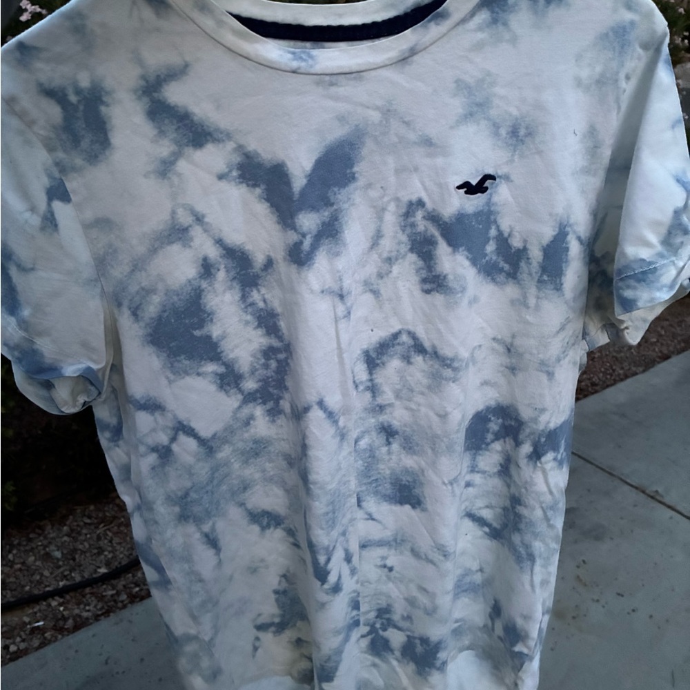 Hollister Blue and White Short Sleeve Tee